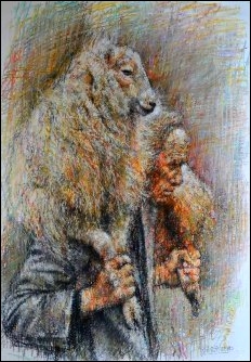 shepherd carrying sheep